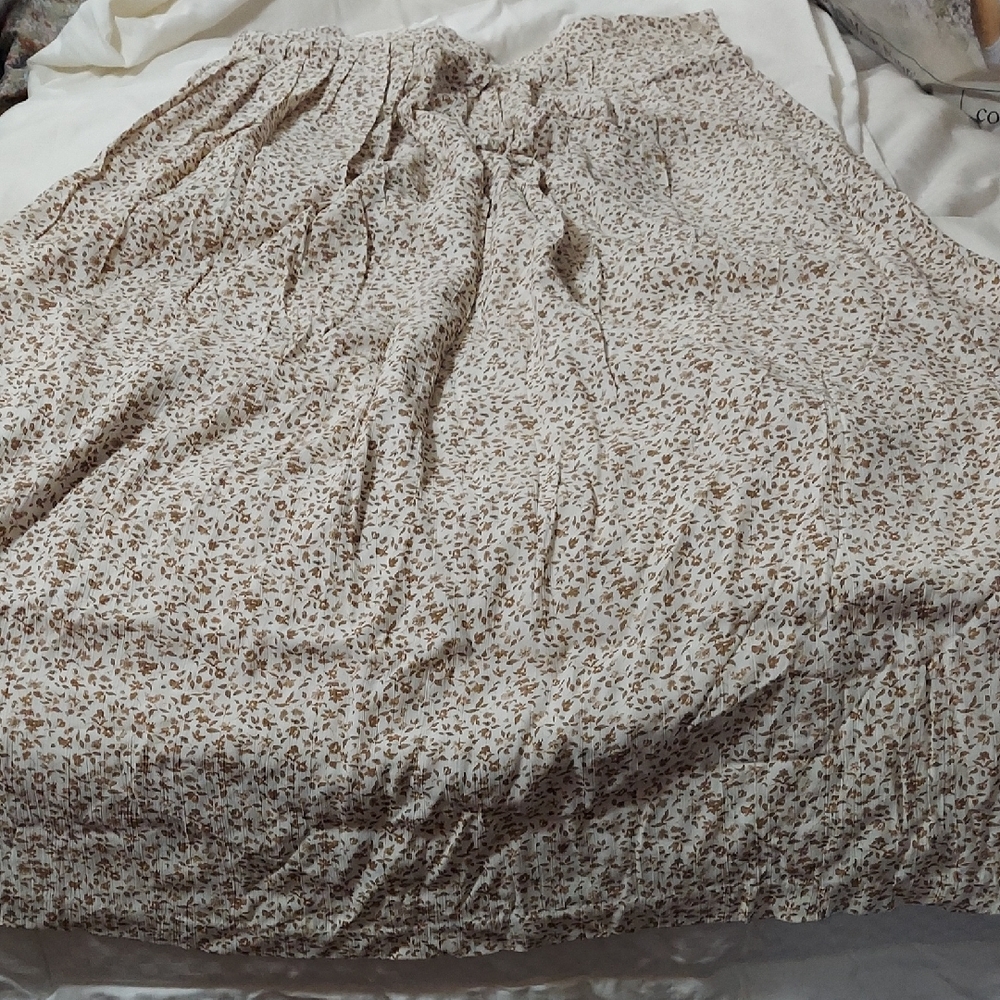 ALFRED SUNG Cream and Brown Floral A-Line Skirt Sz 12